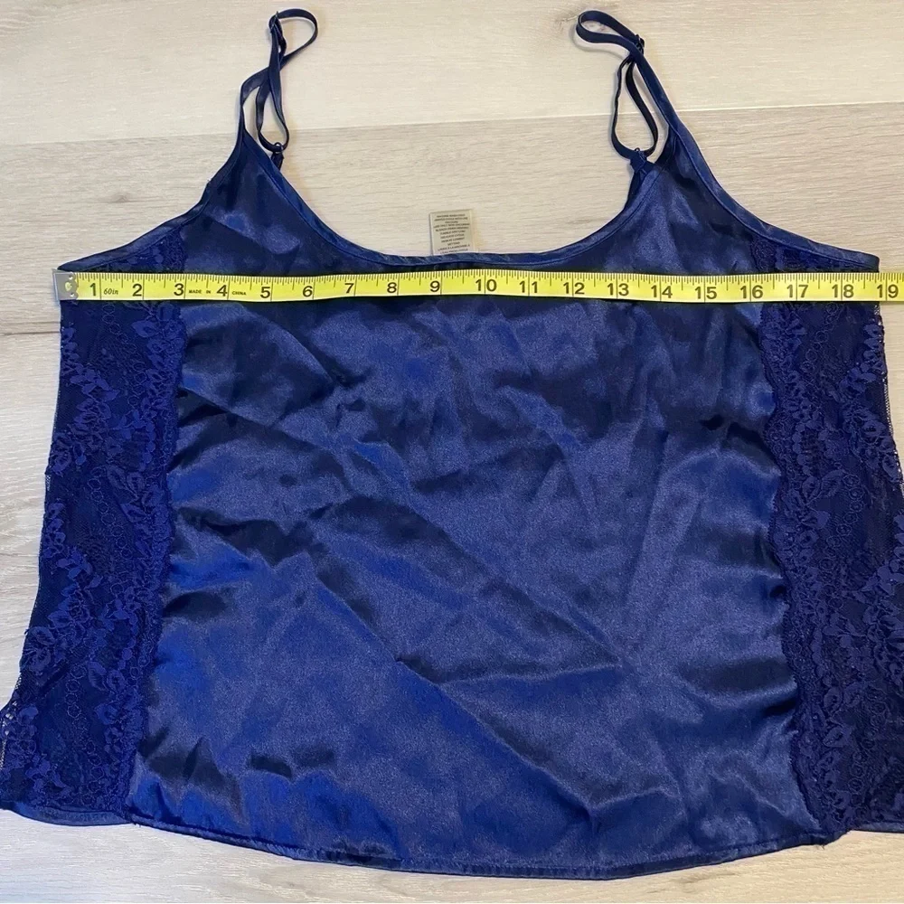 In Bloom by Jonquil Womens Nava Satin Cami Tank Top, Navy, Size M - Picture 5 of 8